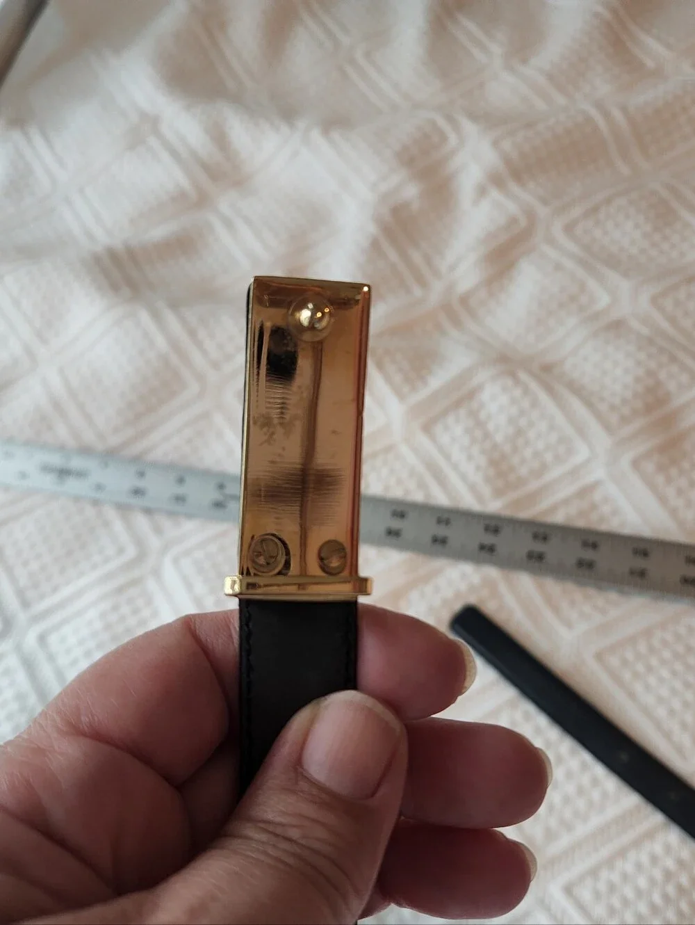 Salvatore Ferragamo Black Leather Belt with Gold Plate